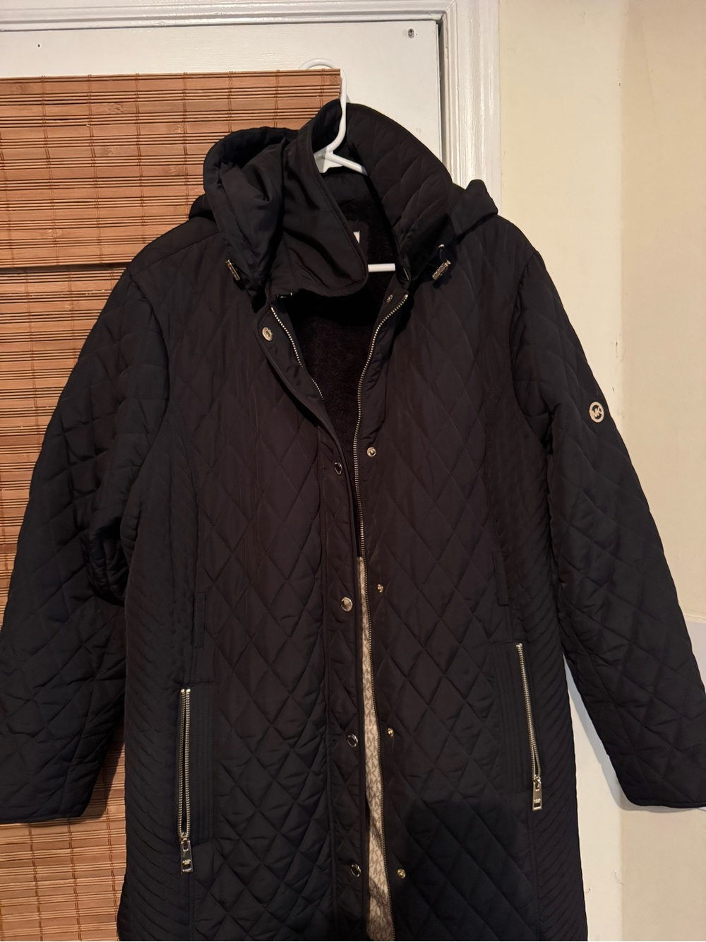 MICHAEL Michael Kors Black XXL Quilted Hooded Faux Fur Women's Coat